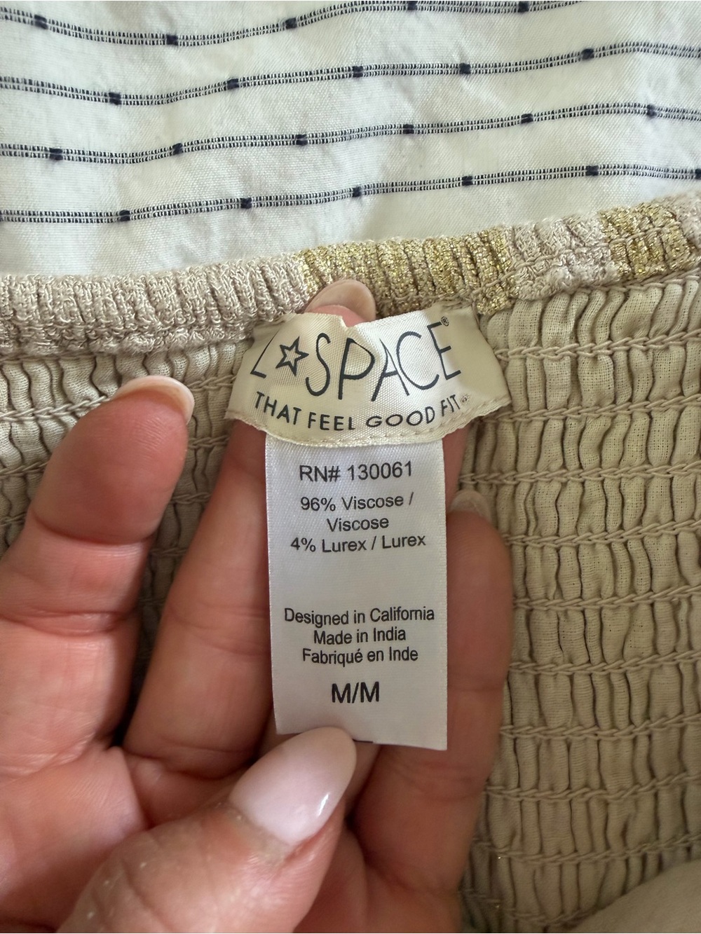 Anthropologie L Space Linen Gold Strapless Maxi Dress with Wood Knot Front - Picture 7 of 14